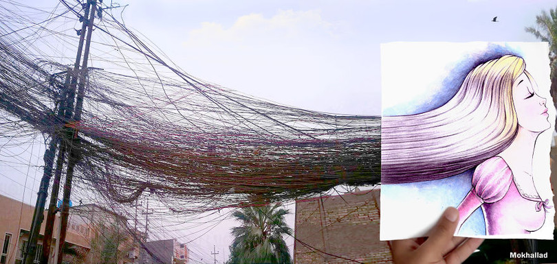 loat anh ghep tranh ve voi canh thuc thu vi