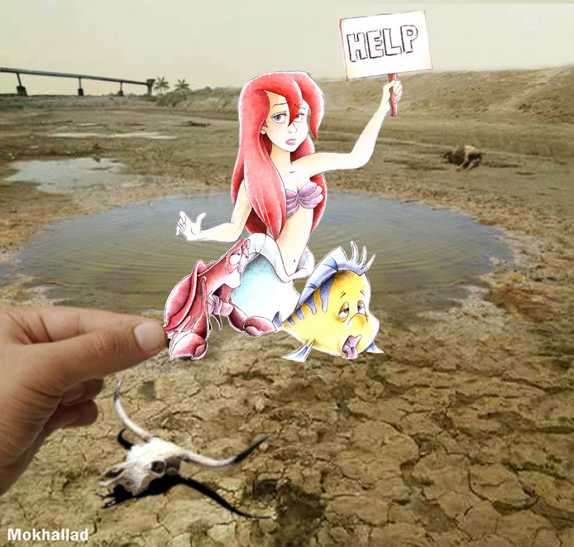 loat anh ghep tranh ve voi canh thuc thu vi