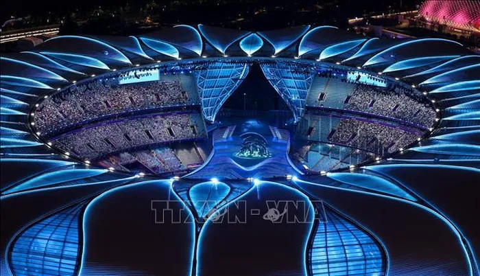 Lung linh đêm khai mạc ASIAD 2023 đậm sắc xanh ảnh 3 Lung linh đêm khai mạc ASIAD 2023 đậm sắc xanh