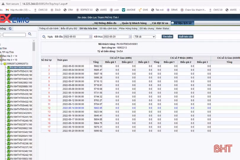 Công ty Điện lực Hà Tĩnh sắp thay đổi lịch ghi chỉ số công tơ