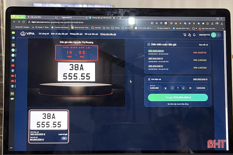 Biển số ngũ quý 5 của Hà Tĩnh trúng đấu giá 1,115 tỷ đồng