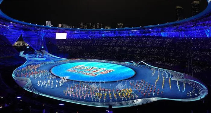 Lung linh đêm khai mạc ASIAD 2023 đậm sắc xanh ảnh 5 Lung linh đêm khai mạc ASIAD 2023 đậm sắc xanh