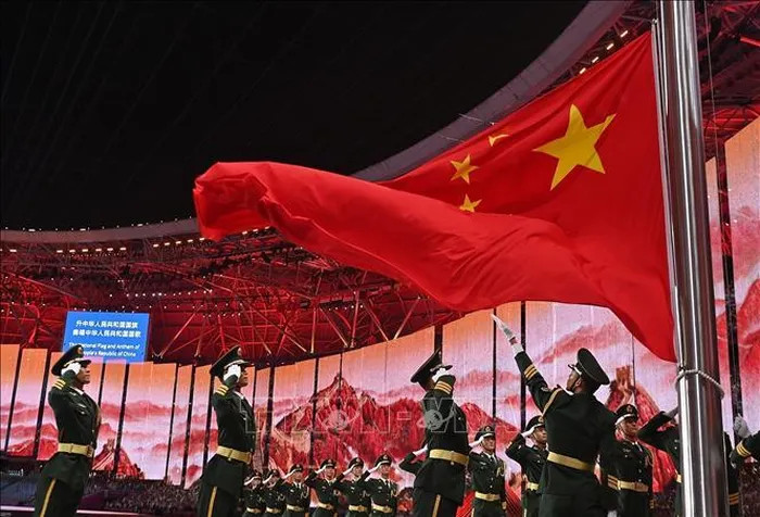 Lung linh đêm khai mạc ASIAD 2023 đậm sắc xanh ảnh 2 Lung linh đêm khai mạc ASIAD 2023 đậm sắc xanh