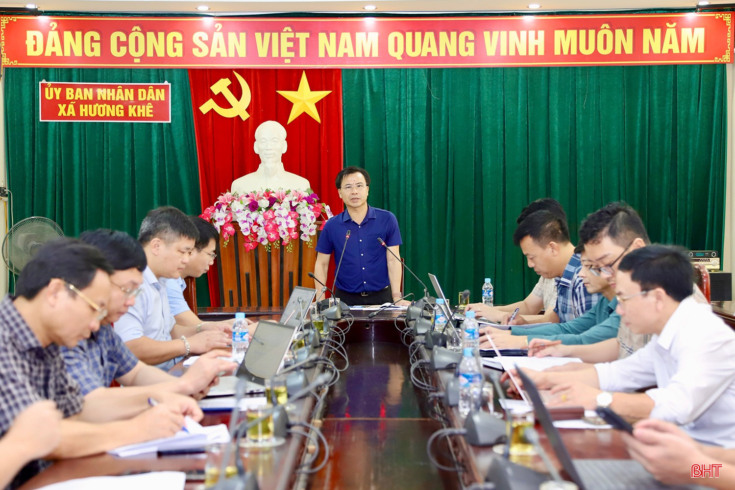 Giám đốc Sở NN&amp;MT Lê Ngọc Huấn phát biểu tại buổi làm việc.