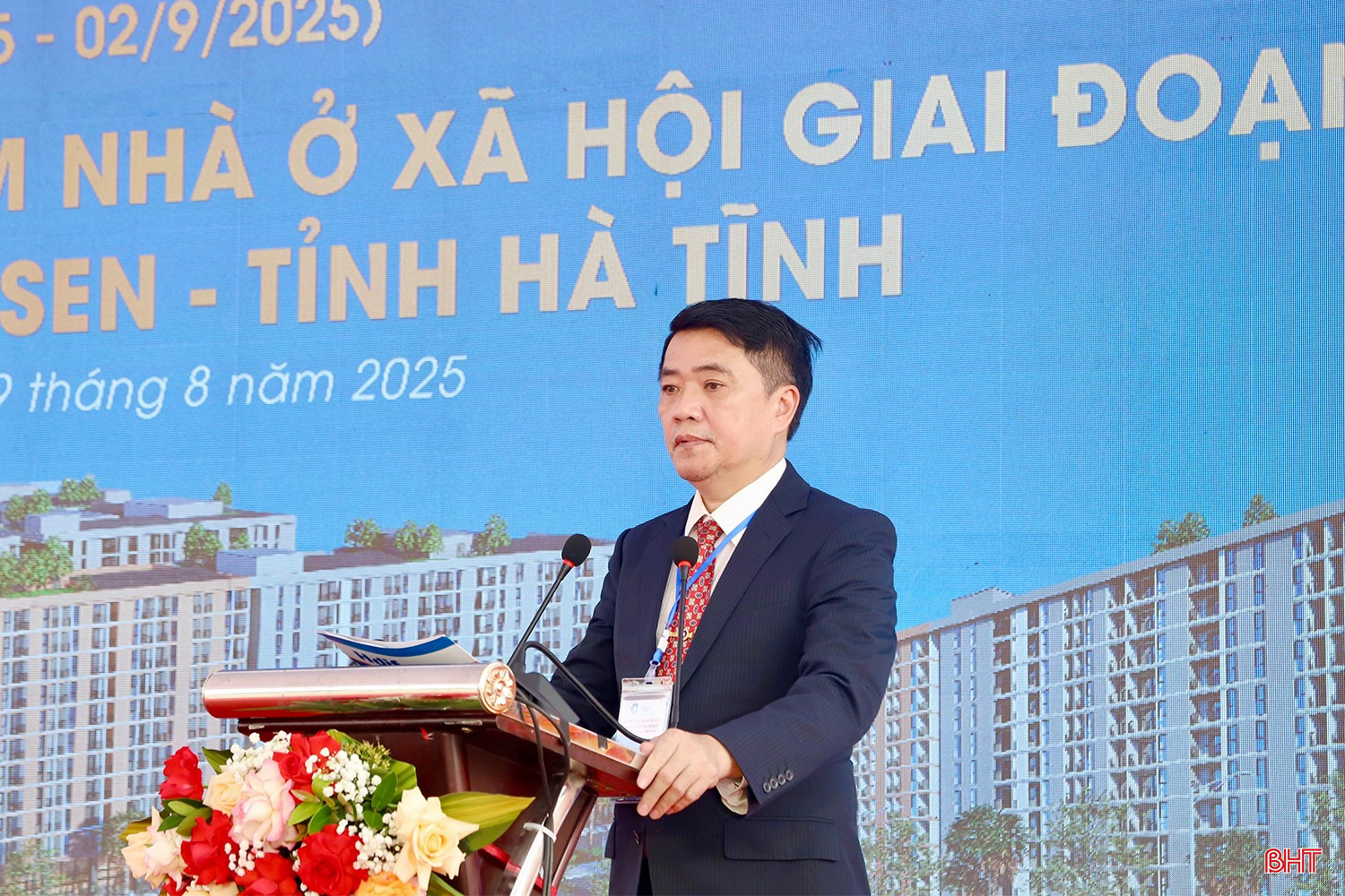 Ông Phạm Thái Bình - Giám đốc Quỹ Đầu tư phát triển Hà Tĩnh phát biểu tại lễ khởi công.