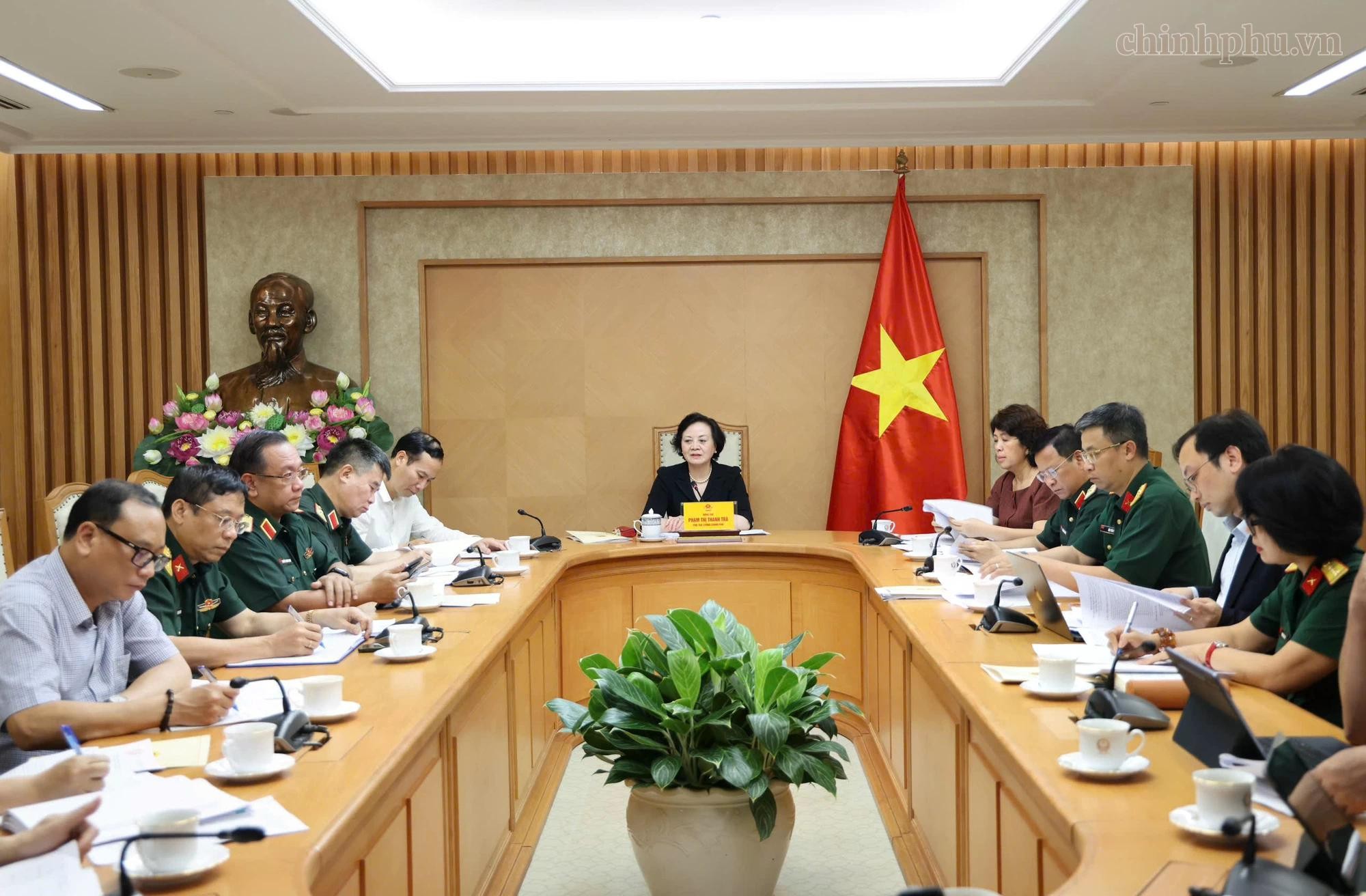 Phó Thủ tướng Phạm Thị Thanh Trà chủ trì buổi làm việc về một số nhiệm vụ trọng tâm của Ban Chỉ đạo quốc gia tìm kiếm, quy tập, xác định danh tính hài cốt liệt sĩ, ngày 13/8.