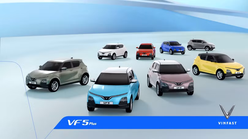 VinFast VF 5 Plus sẽ có tổng cộng 8 màu sơn ngoại thất để khách hàng chọn lựa. Ảnh: VinFast.