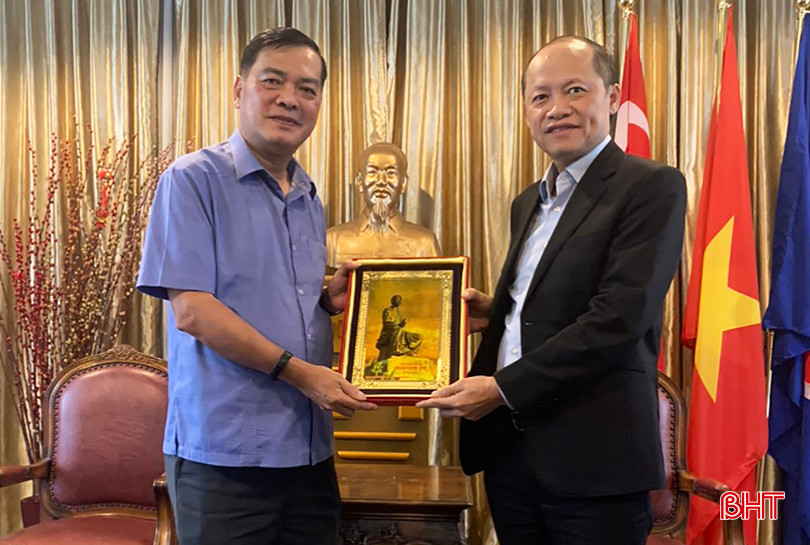 Phó Chủ tịch Thường trực UBND tỉnh Hà Tĩnh chào xã giao Đại sứ quán Việt Nam tại Singapore.
