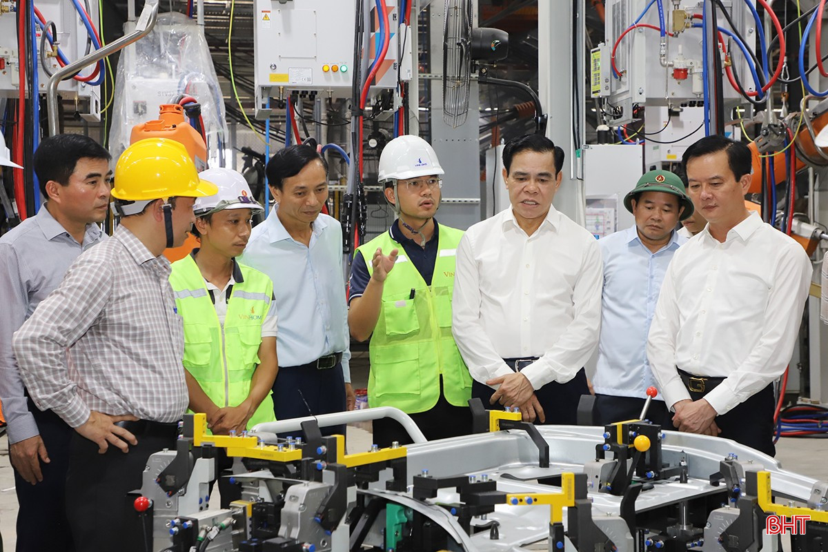 Chủ tịch UBND tỉnh và đoàn kiểm tra tiến độ triển khai dự án Nhà máy sản xuất ô tô điện VinFast. bqbht_br_1.jpg