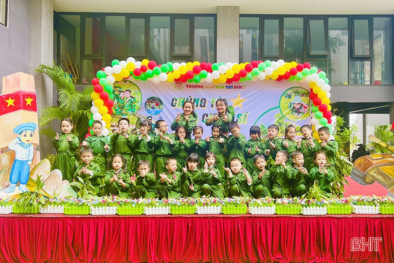 Bé mầm non Trí Đức hóa thân thành những chiến sỹ nhí
