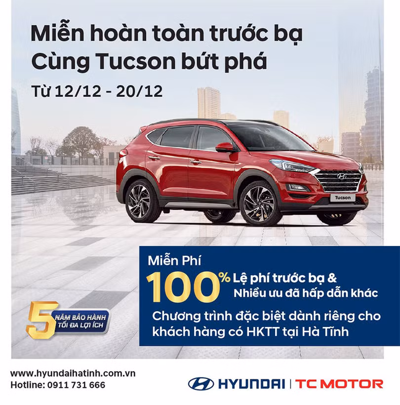 Miễn hoàn toàn trước bạ - Cùng Tucson bứt phá