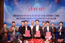 Ký kết biên bản ghi nhớ hợp tác tái chế canxi cacbonat tại KKT Vũng Áng