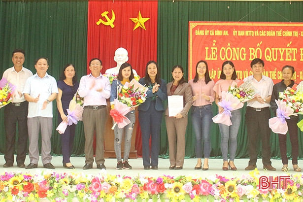 Huyện Lộc Hà công bố quyết định thành lập Ủy ban MTTQ và tổ chức đoàn thể xã Bình An