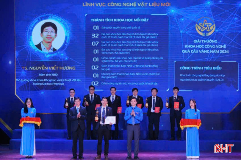 TS Nguyễn Viết Hương vinh dự là một trong 10 gương mặt trẻ nhận Giải thưởng Khoa học và Công nghệ Quả Cầu Vàng năm 2024. bqbht_br_80017b88da5761093846.jpg