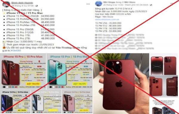 Cảnh giác khi đặt cọc mua điện thoại iPhone 15