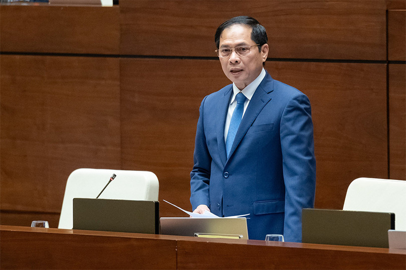 Bộ trưởng Bộ Ngoại giao Bùi Thanh Sơn phát biểu tại phiên chất vấn và trả lời chất vấn. (Ảnh: Quochoi.vn). 180320240254-z5260586708872_3d2c104c1923e304c745aeb409079ff4 copy.jpg