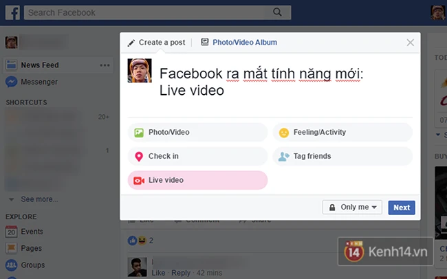 facebook vua co thay doi lon live stream tu may tinh giao dien messenger moi cuc dep