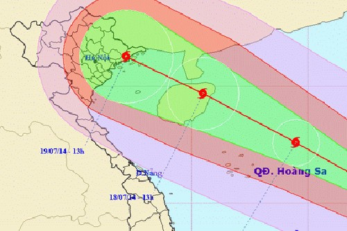 Hình ảnh dự báo đường đi của bão số 2