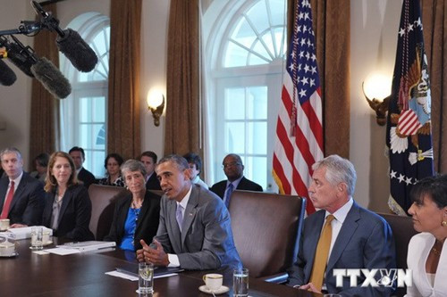 Tổng thống Mỹ Barack Obama trong một cuộc họp Nội các. (Nguồn: AFP/TTXVN) Tổng thống Mỹ Barack Obama trong một cuộc họp Nội các. (Nguồn: AFP/TTXVN)