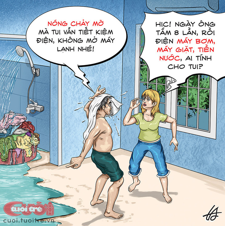 Nắng nóng làm ông chồng mất tỉnh táo trong vấn đề “tiết kiệm điện”