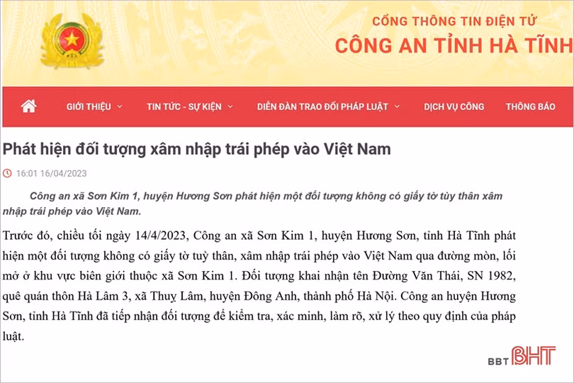 Vụ xâm nhập trái phép qua biên giới Hà Tĩnh: Đường Văn Thái là ai?