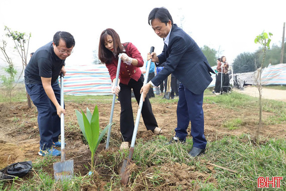 Phó Bí thư Thường trực Tỉnh ủy tham gia trồng cây đầu xuân tại TP Hà Tĩnh