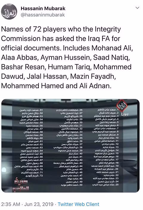 Nửa đội hình Iraq thắng Việt Nam bị điều tra tiêu cực, cấm thi đấu