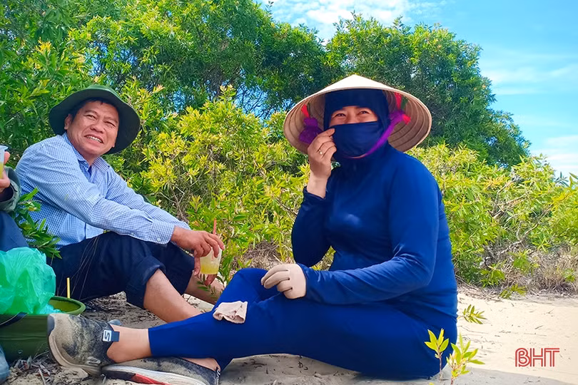 Cán bộ và người dân vùng đất cát Hà Tĩnh kéo xe “giải cứu” cây xanh