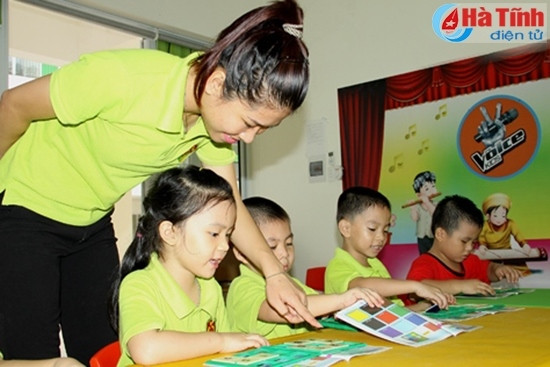 Trong giờ học ở Trường Mầm non Trí Đức (TP Hà Tĩnh). Ảnh: Thanh Hoài