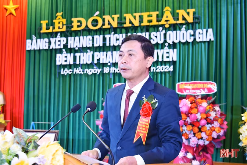 Lộc Hà đón nhận bằng di tích quốc gia đền thờ Phạm Tôn Tuyển
