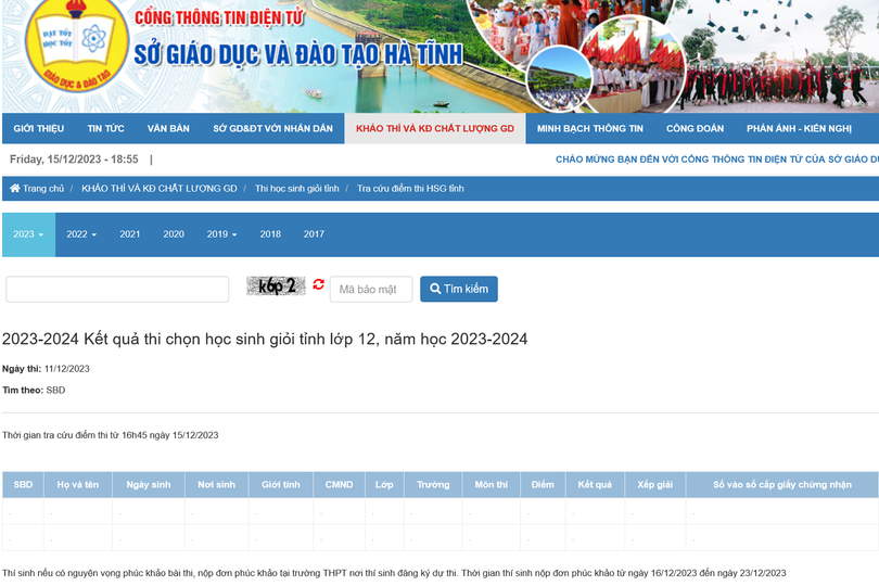 619 thí sinh đạt danh hiệu học sinh giỏi tỉnh Hà Tĩnh lớp 12