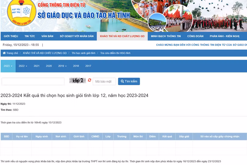 619 thí sinh đạt danh hiệu học sinh giỏi tỉnh Hà Tĩnh lớp 12