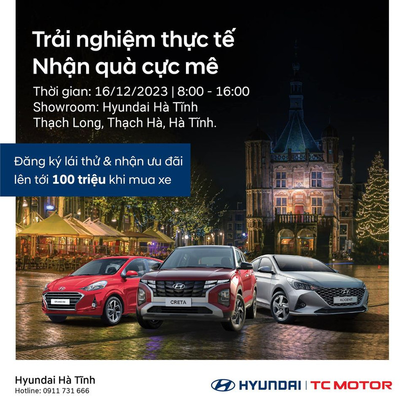 Lái thử xe Hyundai tại Showroom Hyundai ở Hà Tĩnh