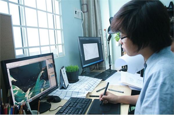 2 tác giả trẻ cũng chia sẻ những hình ảnh trong quá trình thực hiện bộ truyện.