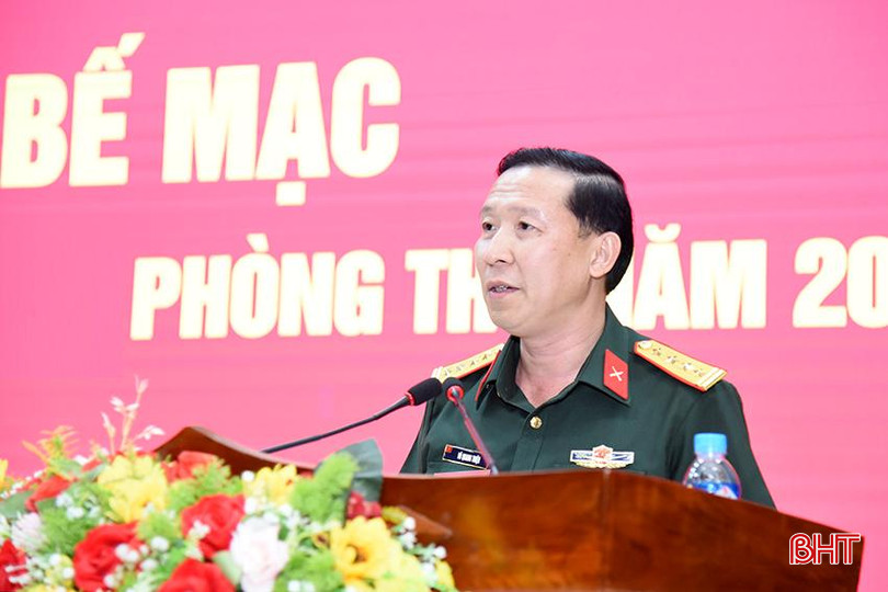 Đại tá Võ Quang Thiện - Chính ủy Bộ CHQS tỉnh phát biểu đánh giá. DSC_9551 copy.jpg