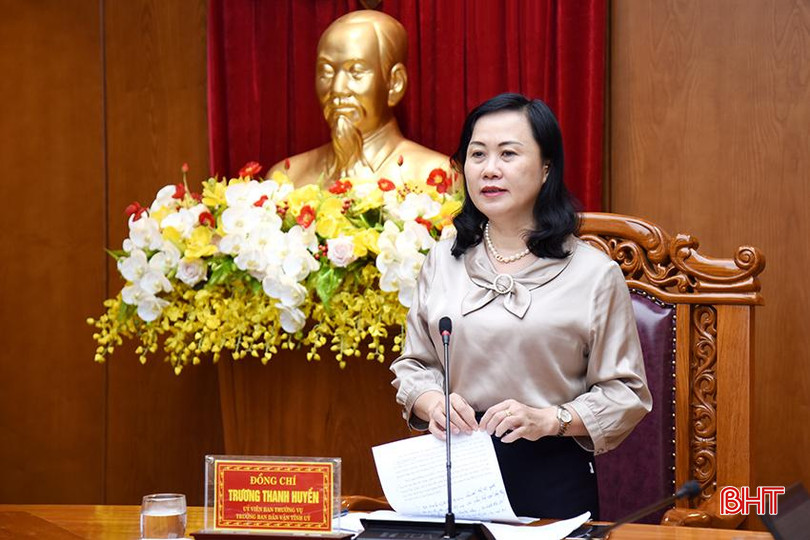 Trưởng ban Dân vận Tỉnh ủy Trương Thanh Huyền phát biểu kết luận cuộc họp. DSC_7385 copy.jpg