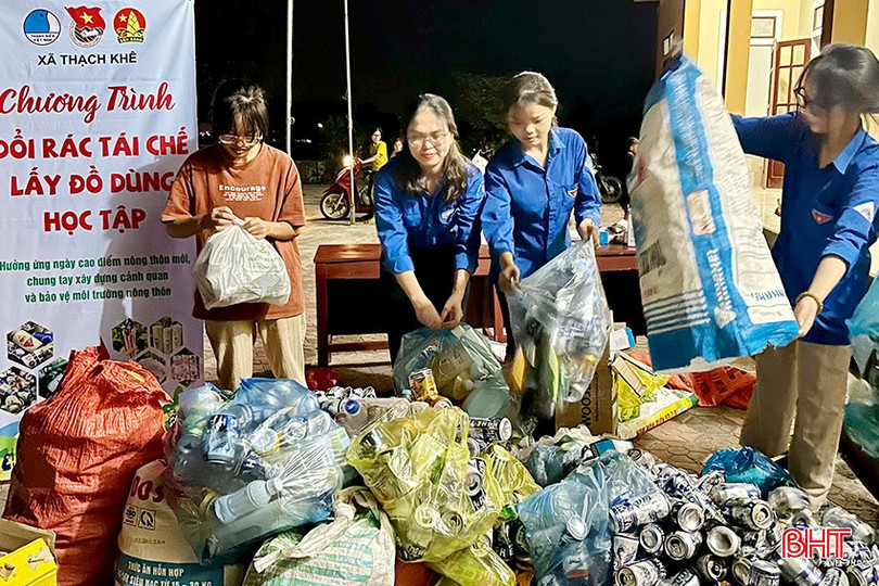 Chương trình “Đổi rác thải tái chế lấy đồ dùng học tập” được Đoàn xã Thạch Khê triển khai đầu tiên trên địa bàn Thạch Hà. 1234-1423-4576.jpg