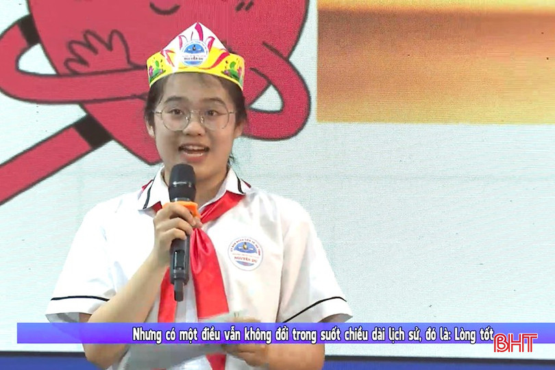 Đội Trường THCS Nguyễn Du giành điểm tuyệt đối với bài thuyết trình lan tỏa thông điệp ý nghĩa. bqbht_br_fb606266-f78f-4e95-a750-3b2660ea179e.jpg
