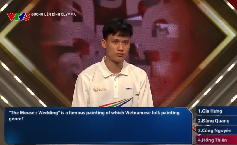 Hồng Thiên trong phần thi "Khởi động". (Ảnh chụp màn hình) hong-thien-2-2277.jpg