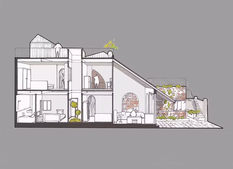 Kiến trúc độc đáo của ngôi nhà mái dốc ở Đà Nẵng