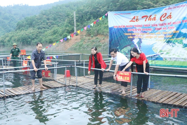 Vũ Quang nuôi thí điểm hơn 13.600 con cá giống trong lòng hồ Ngàn Trươi