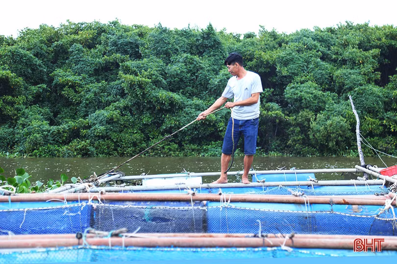 Người dân Hà Tĩnh tất bật bảo vệ ao đầm, lồng bè thủy sản trước bão số 7