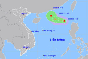 Áp thấp nhiệt đới vừa hình thành trên Biển Đông, gió giật cấp 8 