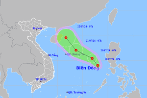 Sáng nay, xuất hiện áp thấp nhiệt đới giật cấp 8 trên Biển Đông