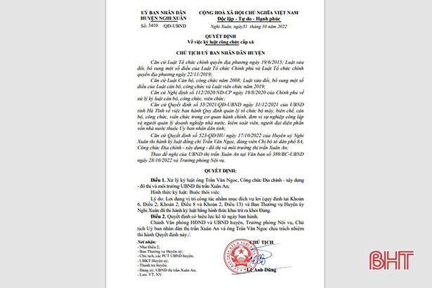 Hà Tĩnh: Buộc thôi việc công chức địa chính nhận gần 200 triệu đồng của dân