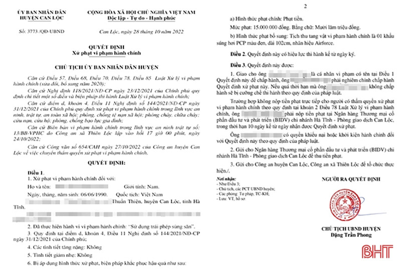 Hà Tĩnh: Phạt 15 triệu đồng một trường hợp tàng trữ súng săn