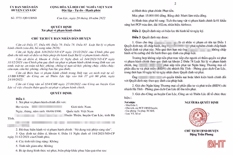 Hà Tĩnh: Phạt 15 triệu đồng một trường hợp tàng trữ súng săn
