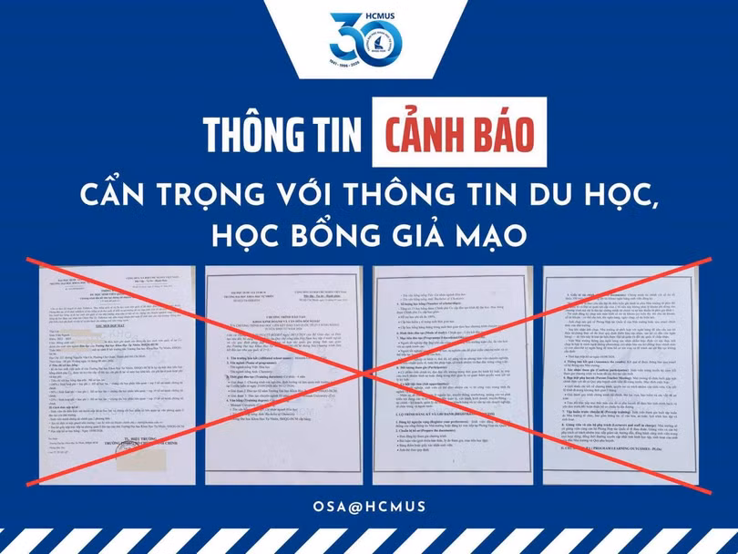 Thông tin cảnh báo của Trường Đại học Khoa học Tự nhiên (Đại học Quốc gia TP Hồ Chí Minh) phát đi ngày 9/8.
