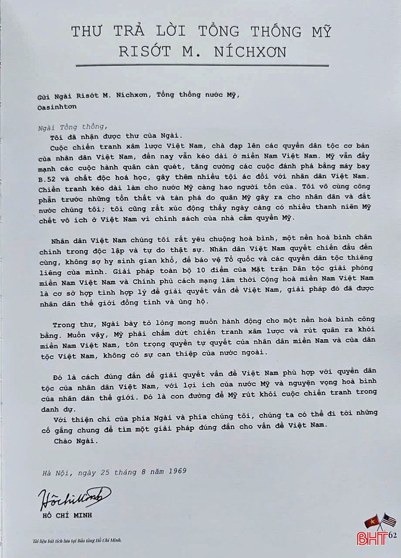 Bức thư gửi Tống thống Mỹ (Ảnh chụp từ sách "Một con người, một con đường và một lịch sử: HỒ CHÍ MINH - THƯ GỬI NƯỚC MỸ"). z5783933293081_1614ae62ff13444d43e4ebeffafb56f7.jpg
