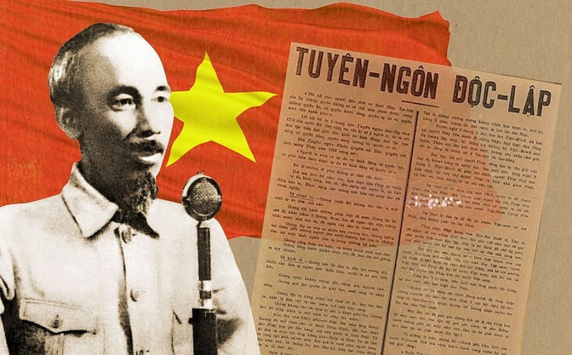 Bác Hồ và bản Tuyên ngôn Độc lập (Ảnh đồ họa: Internet) Bác Hồ và bản Tuyên ngôn Độc lập (Ảnh đồ họa: Internet)